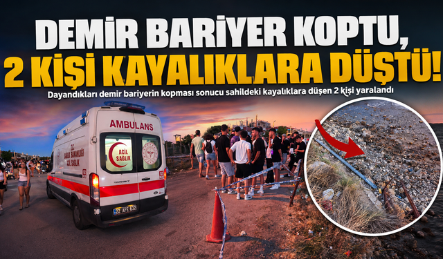 Dayandıkları bariyer koptu 2 kişi düştü