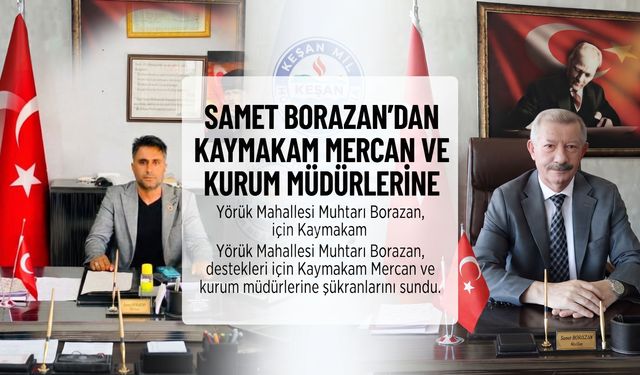 Borazan’dan Kaymakam Mercan ve kurum müdürlerine teşekkür