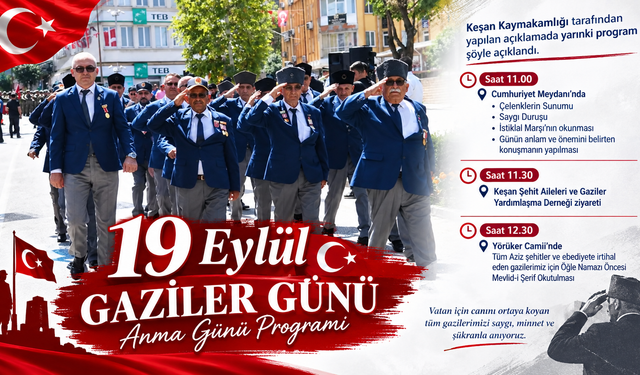 19 Eylül Gaziler Günü Programı açıklandı