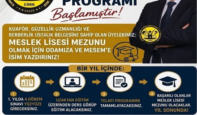 Esnaf Odası'ndan Meslek Lisesi telafi programı