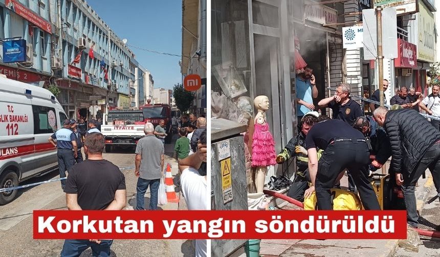 Keşan çarşı merkezindeki korkutan yangın söndürüldü
