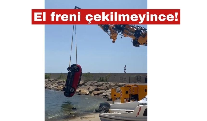 El freni unutulan araç denize uçtu