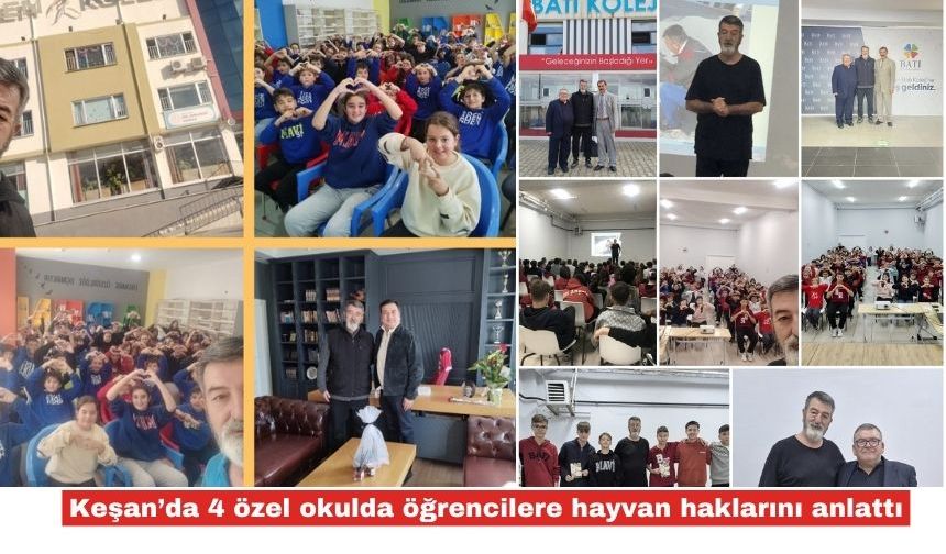 Keşan’da 4 özel okulda öğrencilere hayvan haklarını anlattı