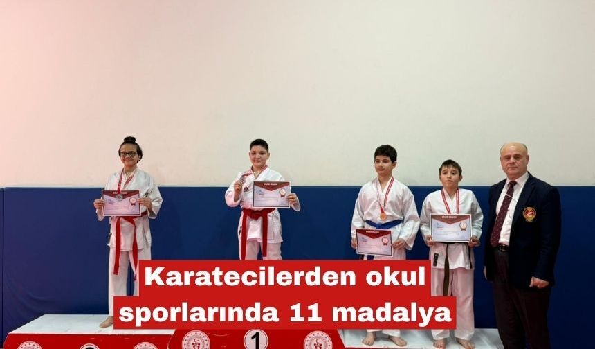 Karatecilerden okul sporlarında 11 madalya