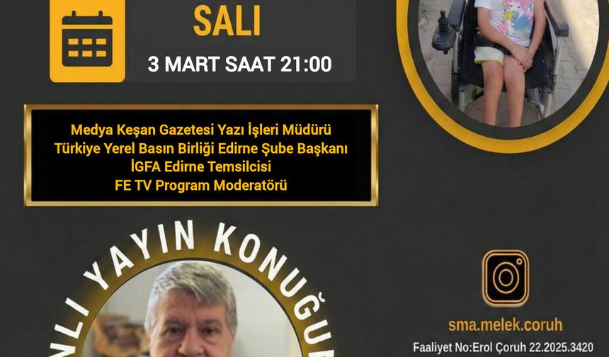 Melek'e destek canlı yayınının konuğu Erdoğan Demir olacak