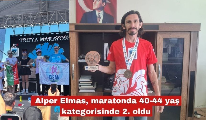 Alper Elmas, maratonda 40-44 yaş kategorisinde 2. oldu