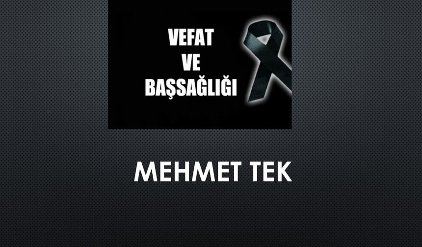 Mehmet Tek vefat etti