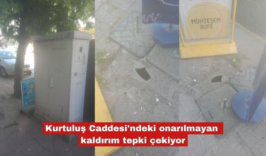 Kurtuluş Caddesi'ndeki onarılmayan kaldırım tepki çekiyor