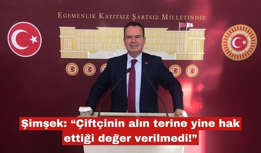 Şimşek: “Çiftçinin alın terine yine değer verilmedi!