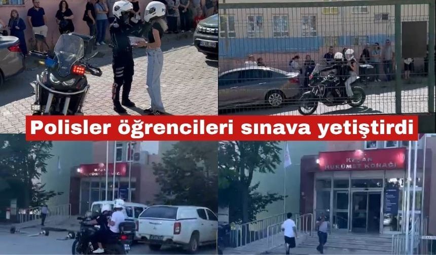 Polisler öğrencileri sınava yetiştirdi