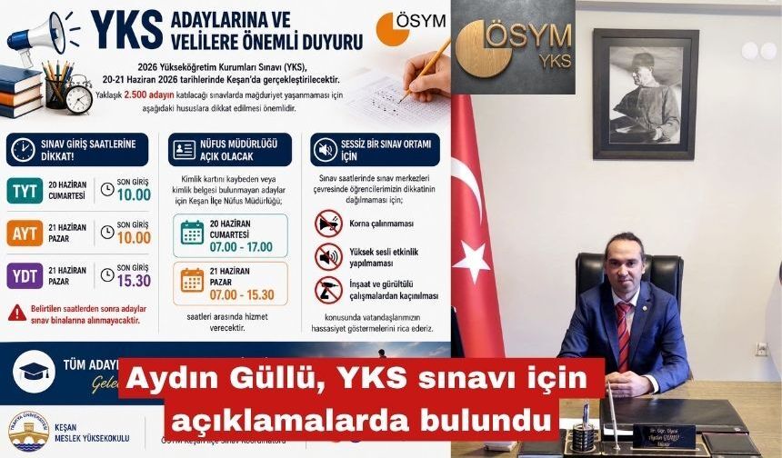 Aydın Güllü, YKS sınavı için açıklamalarda bulundu
