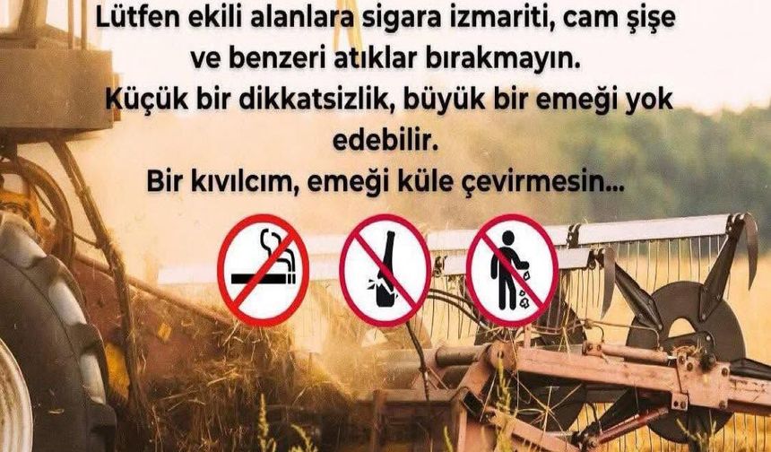 Keşan Ziraat Odası'ndan yangına karşı uyarı