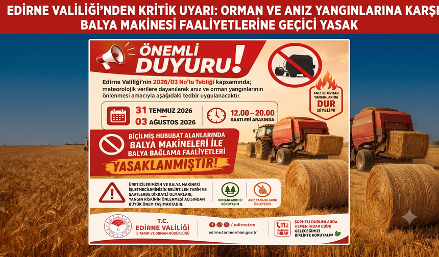 Edirne Valiliği’nden kritik uyarı