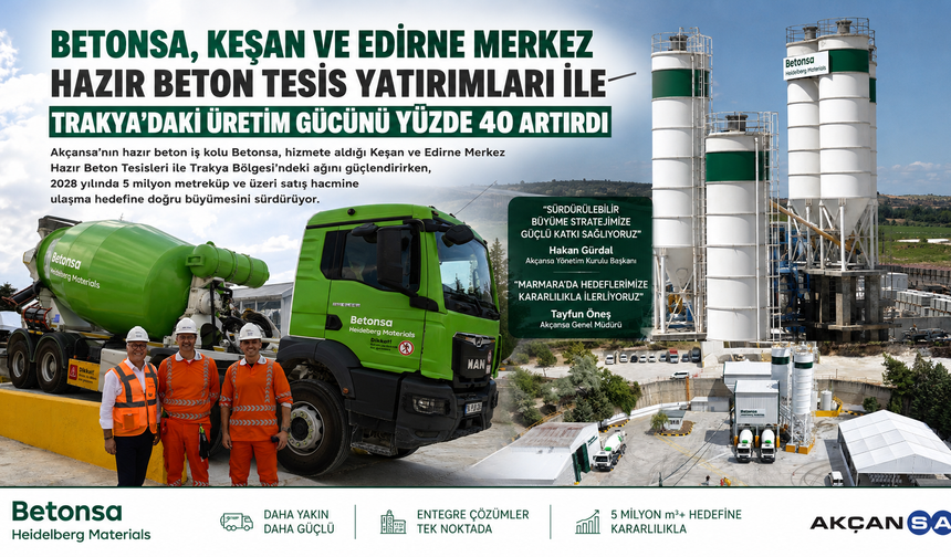Betonsa, Trakya’daki üretim gücünü yüzde 40 artırdı