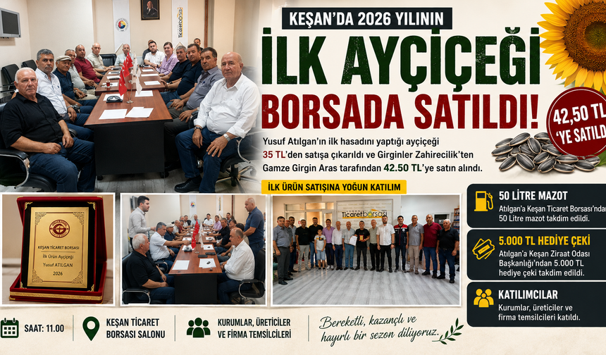 İlk ayçiçeği ürünü borsada satışa çıkarıldı
