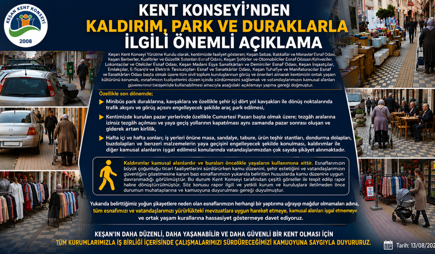 Kaldırım, park ve duraklarla ilgili önemli açıklama