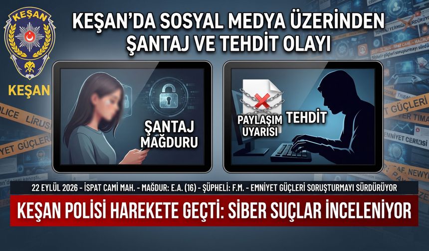 Keşan’da sosyal medya üzerinden şantaj ve tehdit olayı