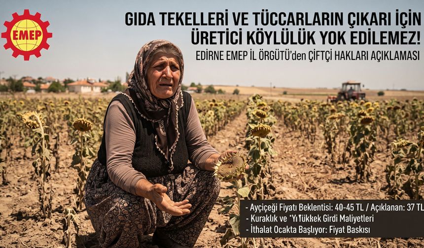 EMEP "Tüccarların çıkarı için üretici köylülük yok edilemez”
