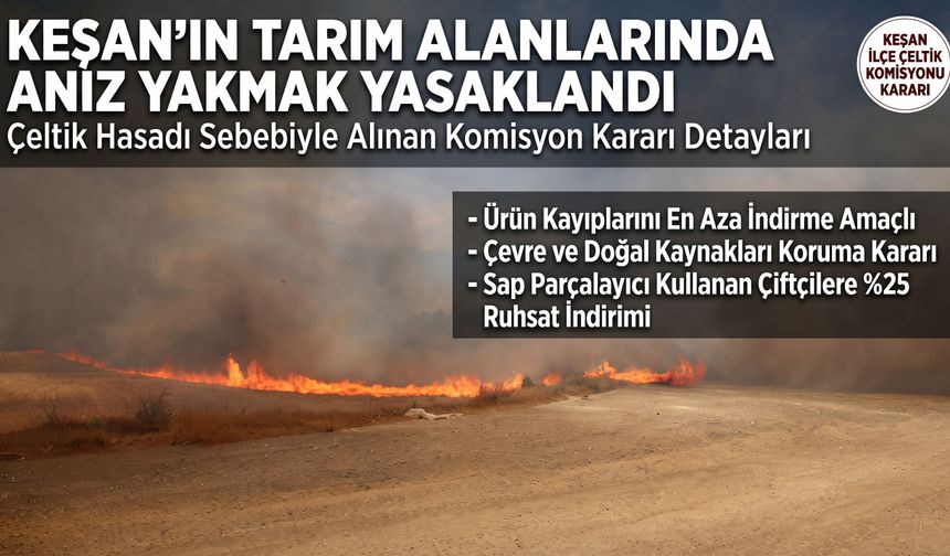 Keşan’da anız yakmak yasaklandı