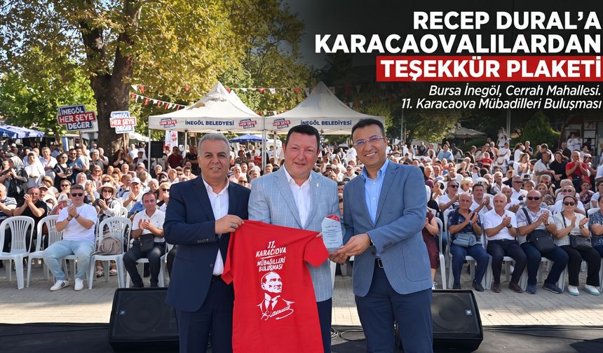 Recep Dural'a Karacaovalılardan teşekkür plaketi