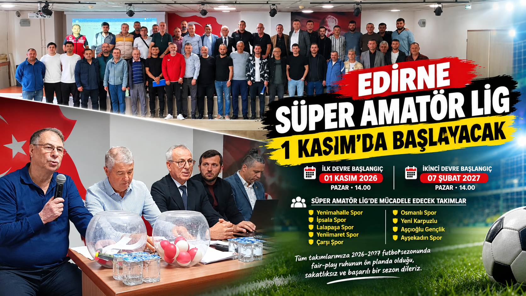 Edirne Süper Amatör Lig 1 Kasım’da başlayacak