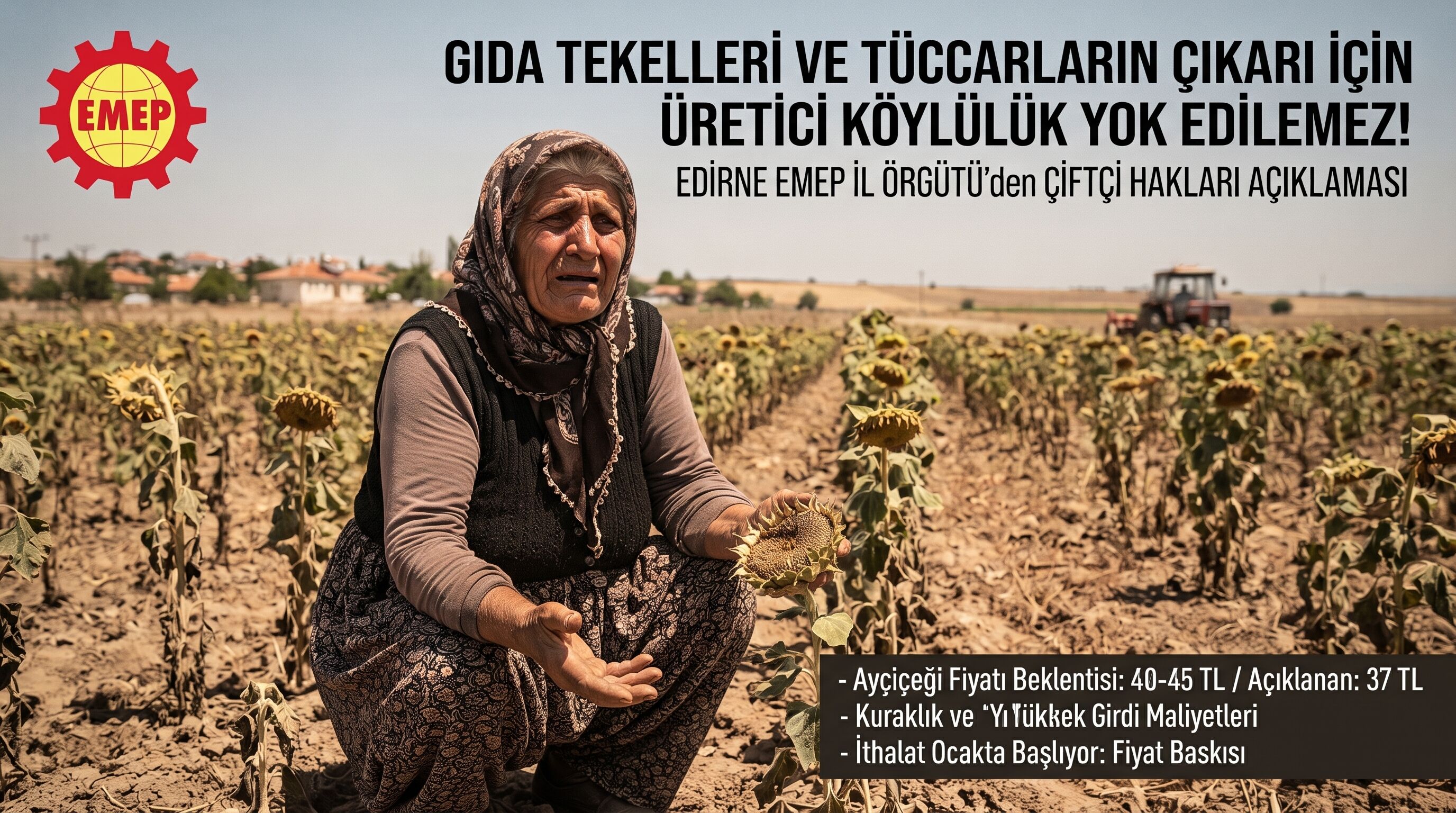 EMEP "Tüccarların çıkarı için üretici köylülük yok edilemez”