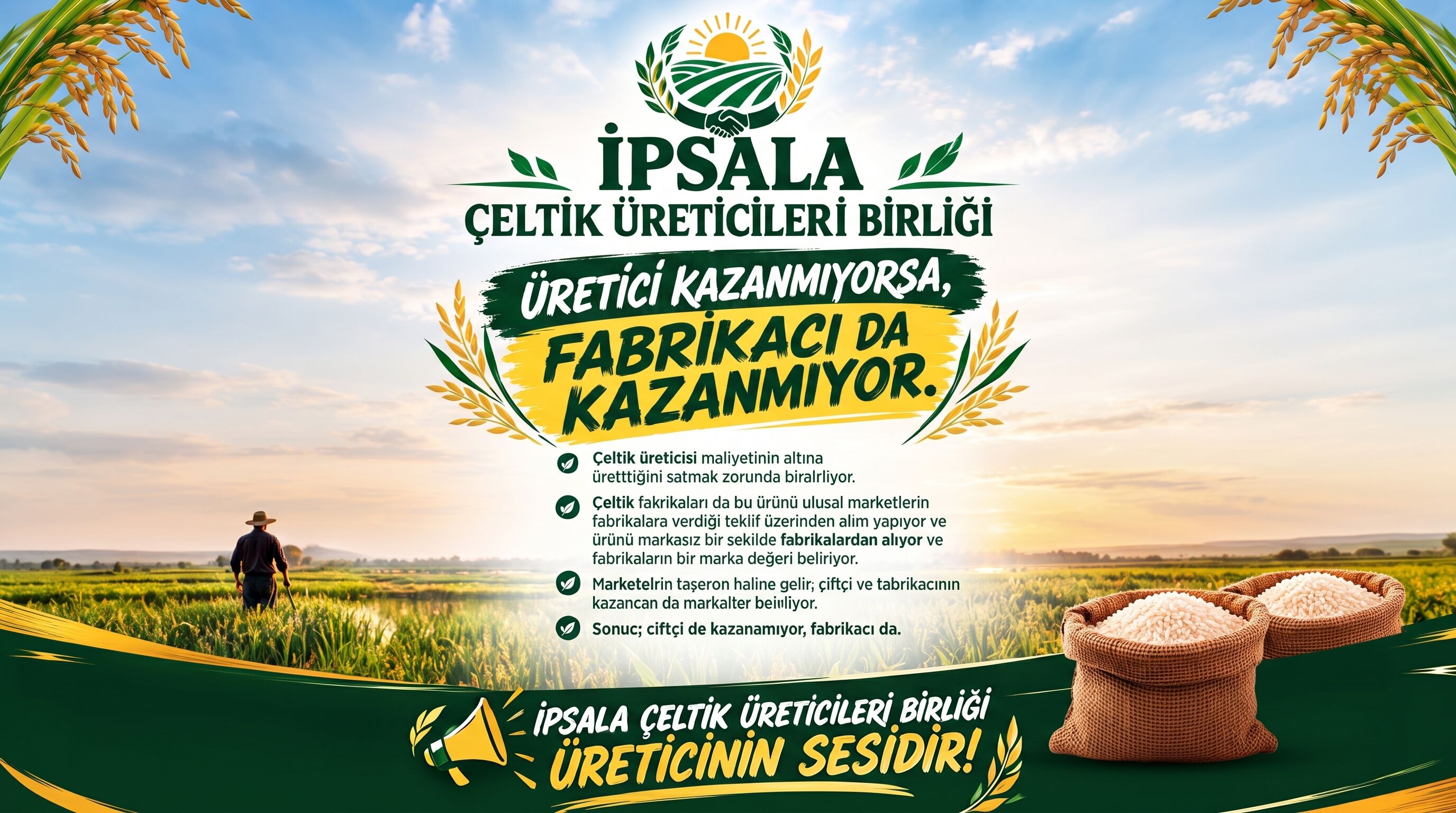 Çeltik Üreticilerinden acil çeltik fiyatı çağrısı!