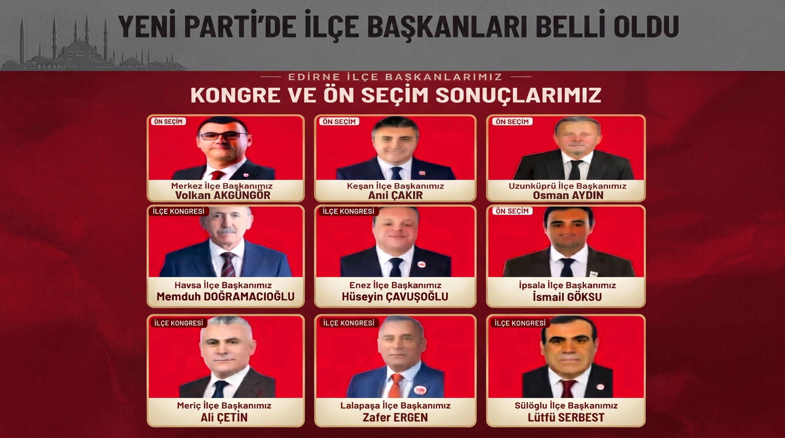 Yeni Parti de ilçe başkanları belli oldu